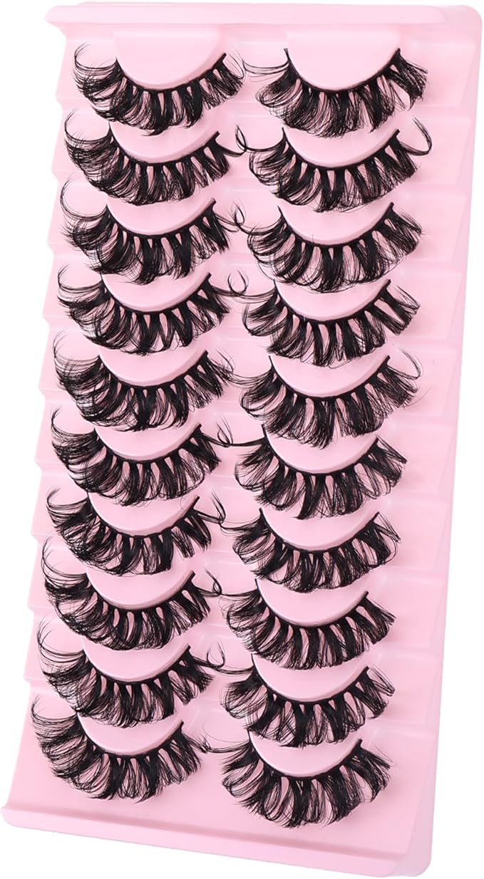 False Lashes Eyelashes Extension Cluster 10 Pairs Faux Mink Fluffy Long Full Look Eye Bottom Russian Strip D Curl Dramatic Halloween