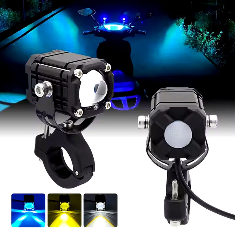 2Pcs M5 Blue LED Spotlight, Waterproof Universal Auxiliary Light for Motorcycle Car SUV, 12V Driving Lamp