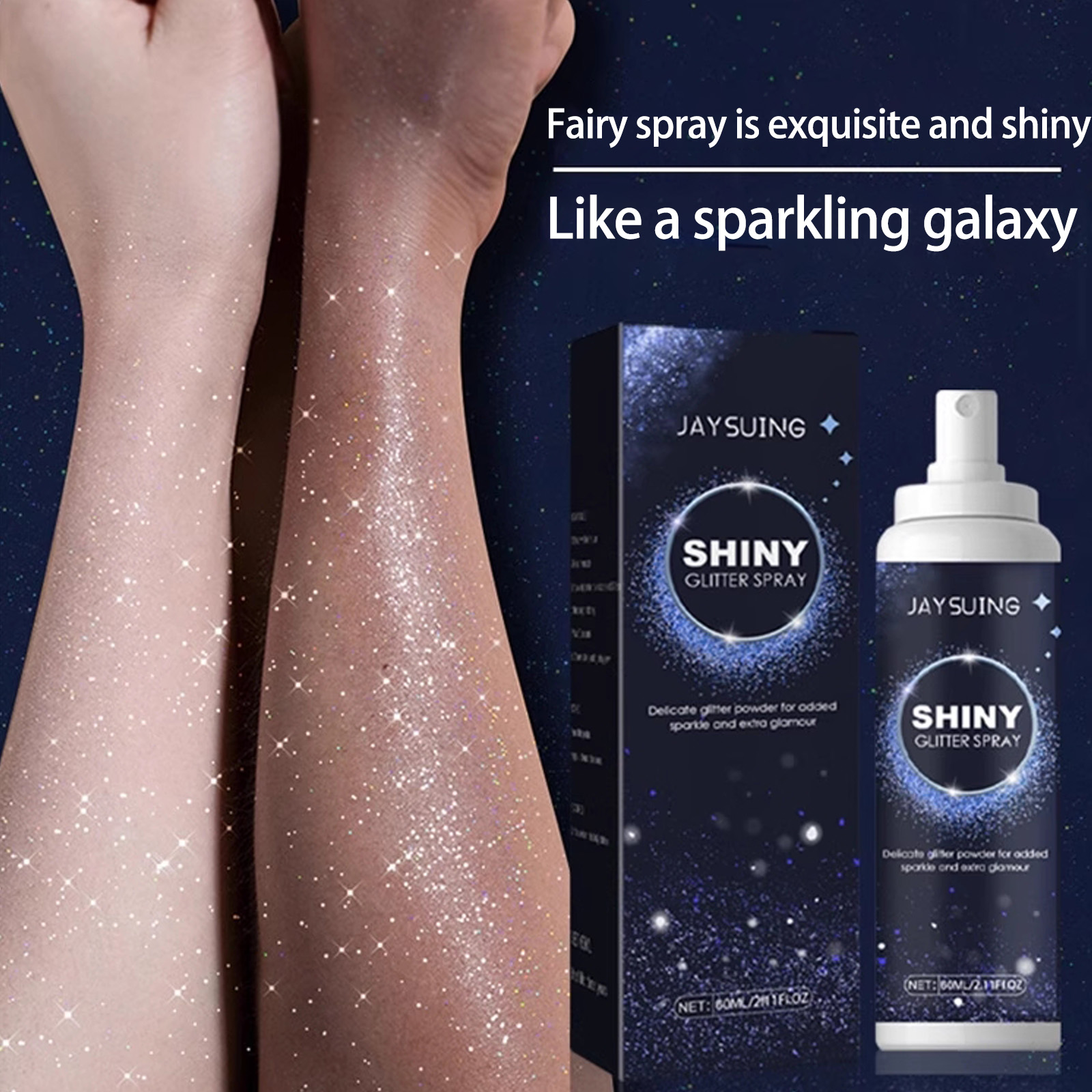 Glitter Spray for Body & Hair – 60ml – Natural Dewy Finish – Long-Lasting Radiant Shimmer – Perfect for Prom, Festival, Rave, Stage Makeup