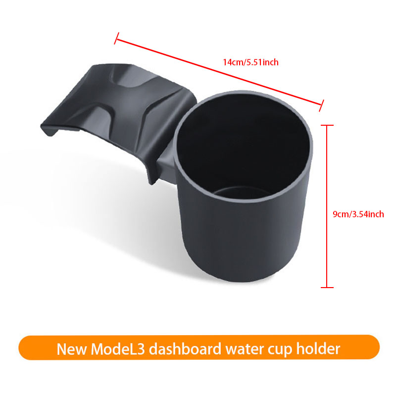 Cup Holder for Tesla Model Y/3 Refresh – Dashboard Water Cup Holder – 3 Sec Install, ABS, 14x9cm – Does Not Block Vision