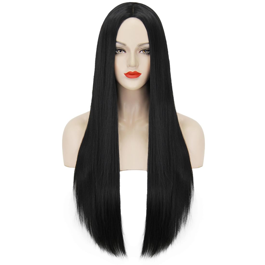 40 Inch Long Black Straight Wig, Breathable Handmade Partial Lace, Realistic Natural Hairline, Easy Daily Maintenance, Ideal for DIY Makeup, Party & Holiday Wear