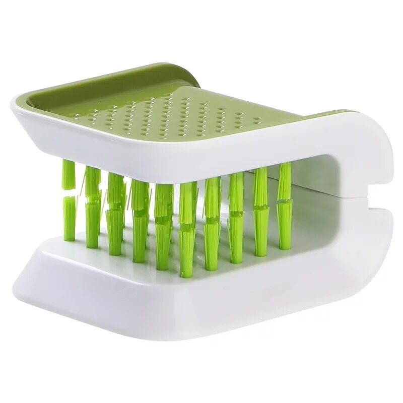 U-Shaped Cleaning Brush – Green – Multi-Purpose Kitchen Cleaning Tool – Open/Close Design for Knife, Chopsticks, Forks, and Car Seat Belt – Dishwasher Safe