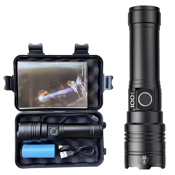 50,000 Lumens USB-C Rechargeable Flashlight – Zoomable 5 Modes for Camping Hiking