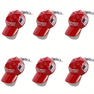 6 Pack Hat Shaped Keychain – Stylish Alloy Charm Pendant – Portable Key Ring Accessory for Parties and Everyday Use – Trendy Gift for Men Women