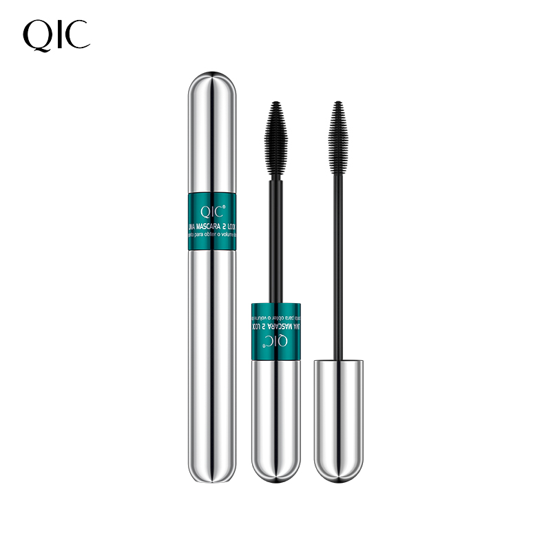 QIC 4D Silk Fiber Lash Mascara – 2 in 1 Natural Waterproof Mascara for Lengthening & Thickening Effect, Long Lasting, Smudge-Proof, Voluminous Eyelashes (1 PCS)