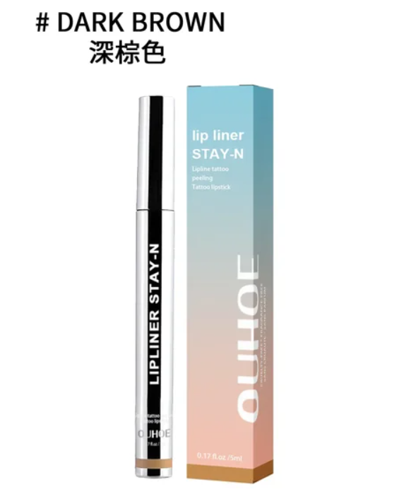 Peel Off Lip Liner – Dark Brown – 5ml – Matte Long-Lasting Lip Stain – Peelable Lip Tattoo – Waterproof Smudge-Proof Lip Makeup for Women
