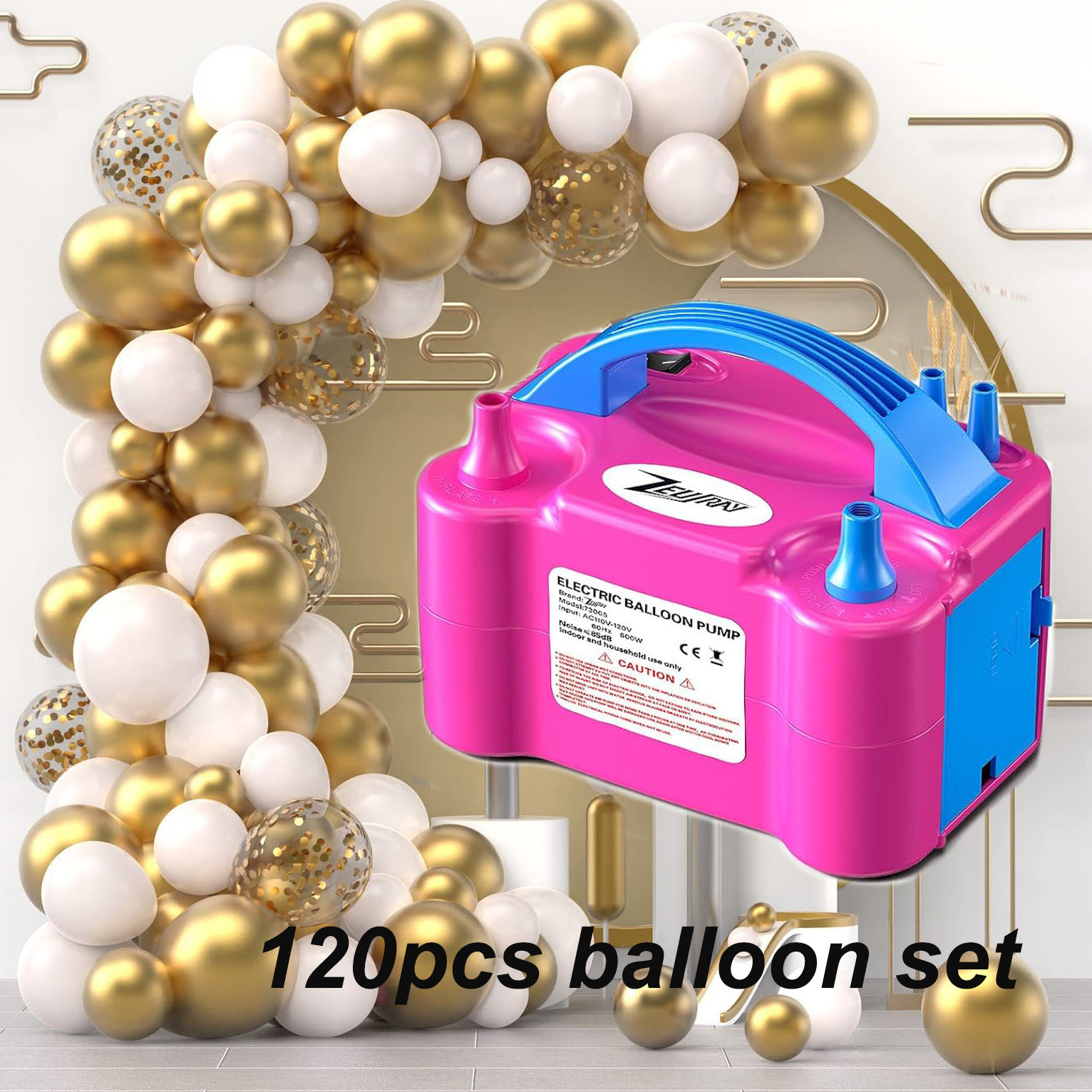 120 piece balloon set with 1 piece portable balloon pump electric balloon inflator