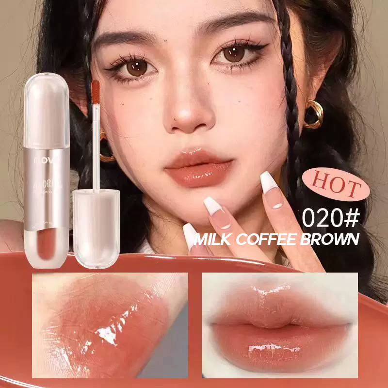  6-Shade Collection –NOVO Highlight Jelly Lips Lip Glaze – Mirror Finish Hydrating Lip Gloss – Non-Stick Cup Formula