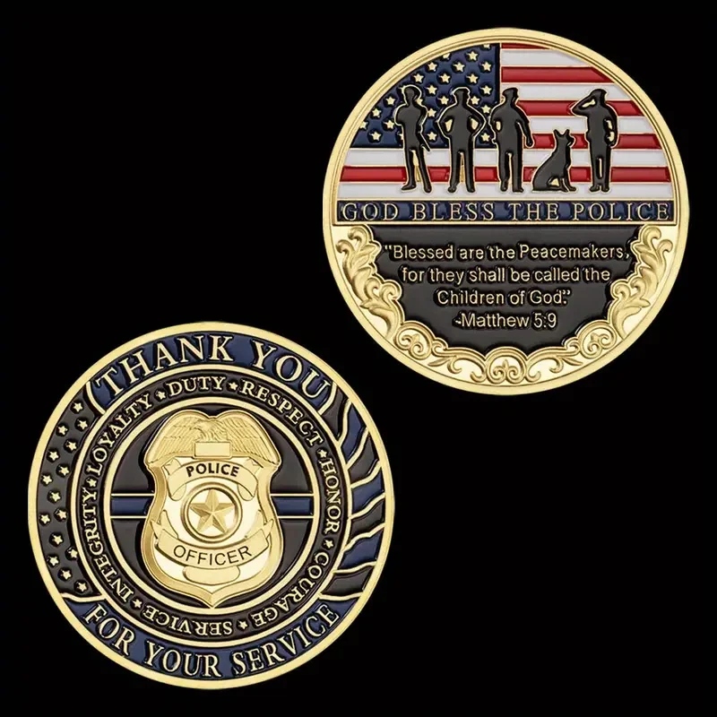 4pc  Thank You For Your Service Challenge Coin Medal God Bless The Police