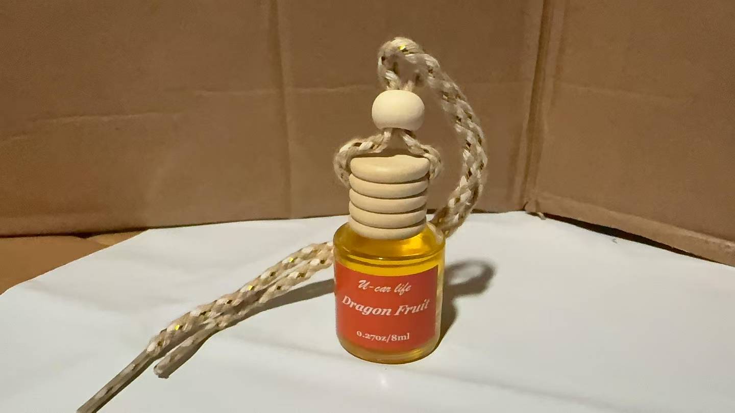 Hanging Car Air Freshener – Long Lasting 90 Days – Essential Oil Diffuser with Reusable Glass Bottle – Dragon Fruit Scent – Auto Fragrance for Car Home Office