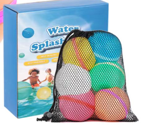 Reusable Water Balloons 12 Pcs Magnetic Self-Sealing Refillable Latex-Free Soft Silicone Quick Fill Balls for Outdoor Activities Pool Beach Splash Fun
