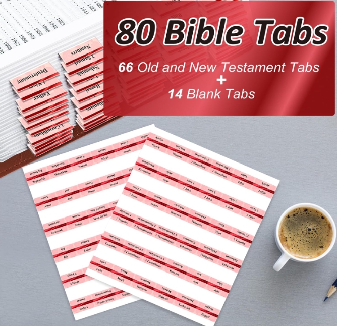 80pcs Bible Tabs Rose Theme Laminated Bible Tabs for Women and Men Large Print Neutral Easy Navigation Old and New Testament