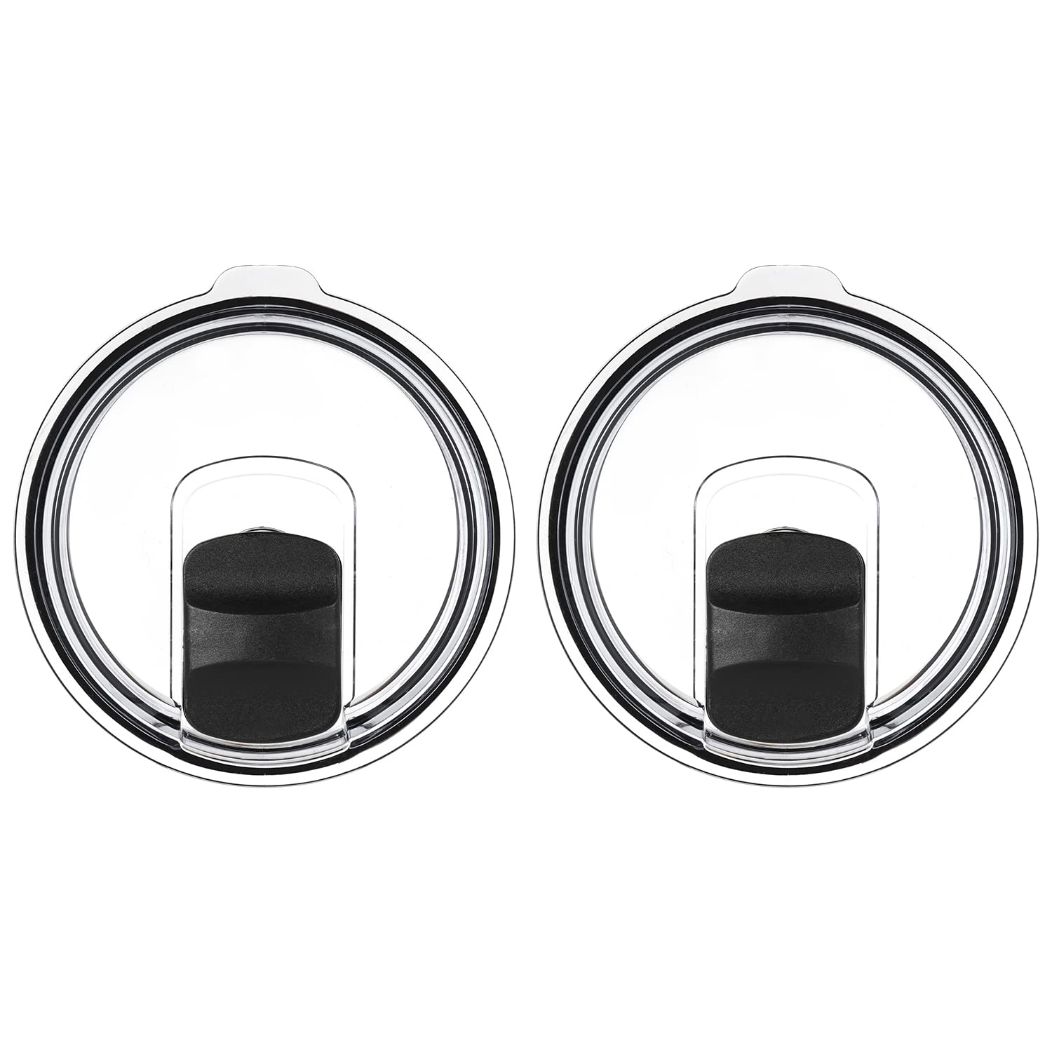 2Pcs Magnetic Slider Tumbler Lid – Spill Proof Cover for 30oz Cups – Compatible with YETI Rambler, Ozark Trail, RTIC (Black)