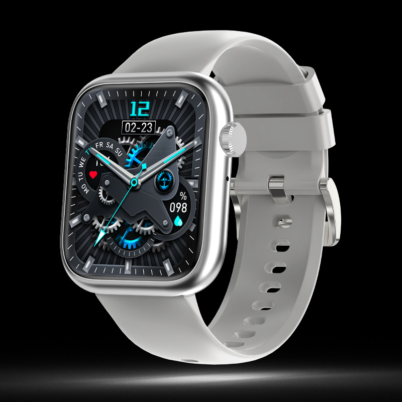 (silvery)G104 Smart Watch 1.83inch Square Screen Dafit APP Bt Call Customize Face 8 Ui Style Heart Rate Fitness Tracker Smartwatch