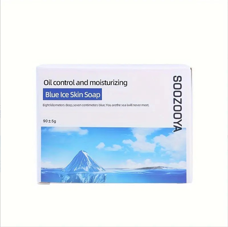Blue Ice Skin Soap – 4 Packs – Oil Control & Moisturizing – Gentle Foaming Face and Body Soap – Rich Foam, Does Not Hurt Skin – 90g Each