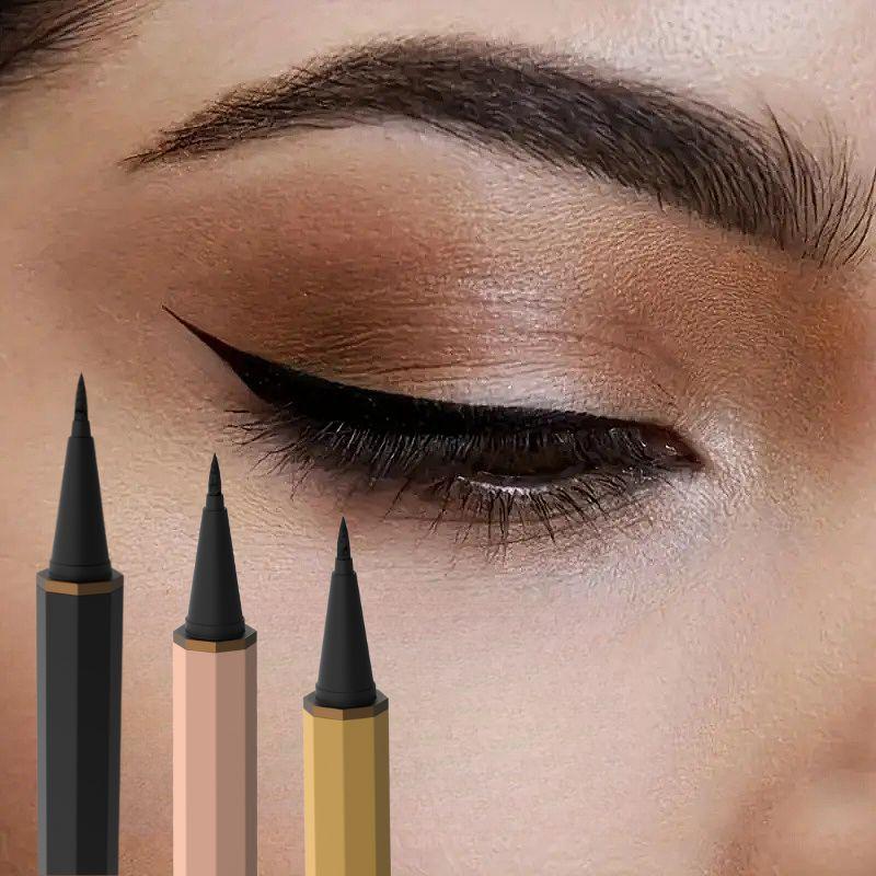 Precision Tip Waterproof Eyeliner Set – 3 Pieces (Black, Champagne, Gold) – Long Lasting, Quick Drying, No Smudge – Everyday Makeup Essential