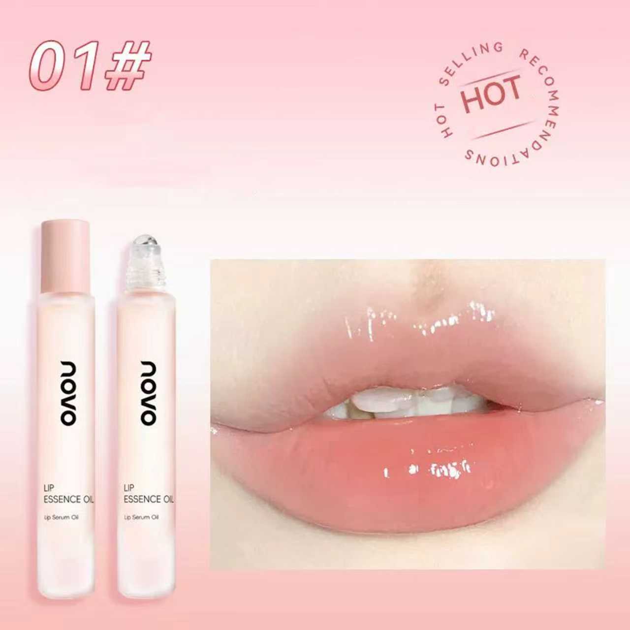 NOVO Lip Essence Oil 9ml – 01# Autumn Sweet Orange – Hydrating Lip Oil with Olive Fruit Oil & Coconut Oil – Non-Greasy Lightweight Lip Serum