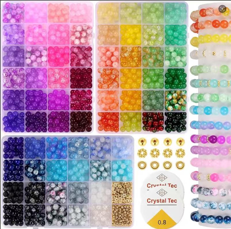 Crystal Tec 8mm Glass Beads Bracelet Making Kit 1750 Counts 70 Colors Crystal Beads for Jewelry Making Round Glass Beads for Bracelets