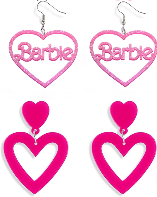 4 Pcs Pink Earrings Hot Pink Earrings Love Earrings Heart Earrings Drop Dangle Earrings For Women Girls