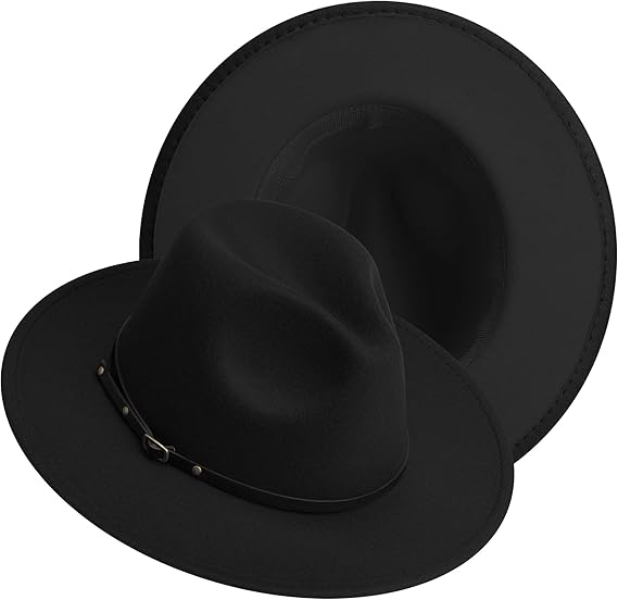 (  black)  Men's and Women's Two tone Fedora Hat Wide Edge Panama Felt Hat Jazz Hat Party Wedding Top Hat