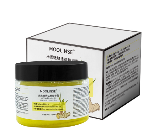 MOOLINSE Turmeric Kojic Acid Cleansing Essence Dew – 0.8% Kojic Acid + 0.5% Turmeric Extract – 8 Types of Hyaluronic Acid – Deep Cleansing & Brightening – with 50 Cleaning Cotton Pads