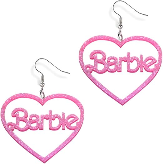 2 Pcs Pink Earrings – Hot Pink Love Earrings – Heart Drop Dangle Earrings for Women Girls – 3×2.5cm