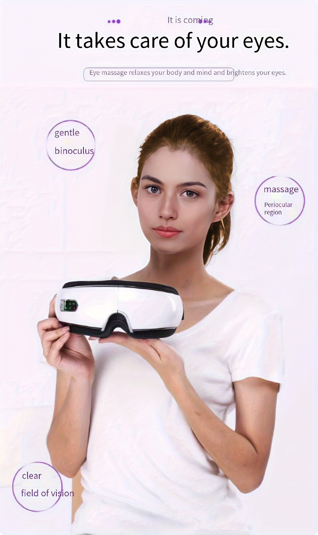 Smart Eye Massager – 5 Modes Airbag Massage with Heat Compress – Rechargeable 1200mAh – Foldable Eye Care Relaxer for Visual Fatigue – 4D Intelligent Eye Massager