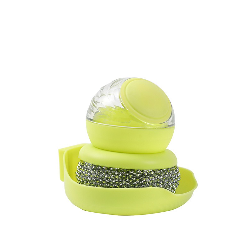 Green Cleaning Brush – Multi-Purpose Scrub Brush – PET + PP + Steel Wire Bristles – for Kitchen, Bathroom, Tile & Grout – 10.6×10×9cm