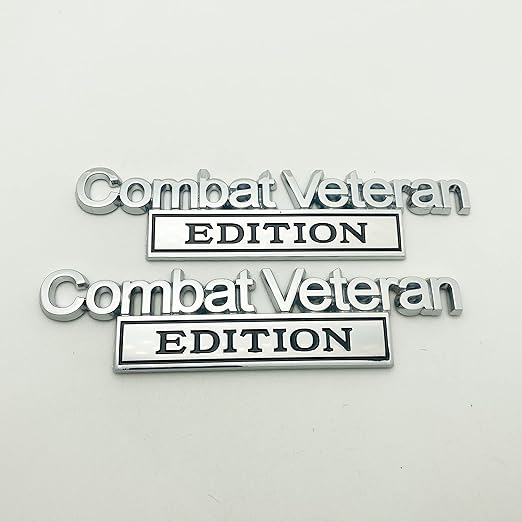 2PC Combat Veteran Edition Metal Car Emblem 3D Badge Decal Sticker Replacement for F-150 F250 F350 Silverdo1500 2500 Truck SUV