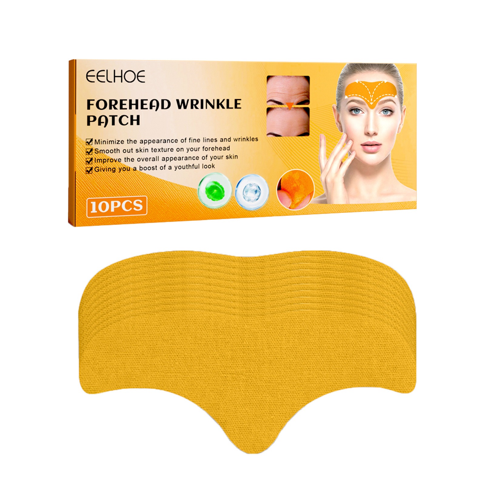 Anti-Aging Collagen Gel Patch – 10pcs Forehead Wrinkle Patch – Smoothes Fine Lines & Wrinkles – Contains Hydrolyzed Collagen & Centella Asiatica – 3 Year Shelf Life