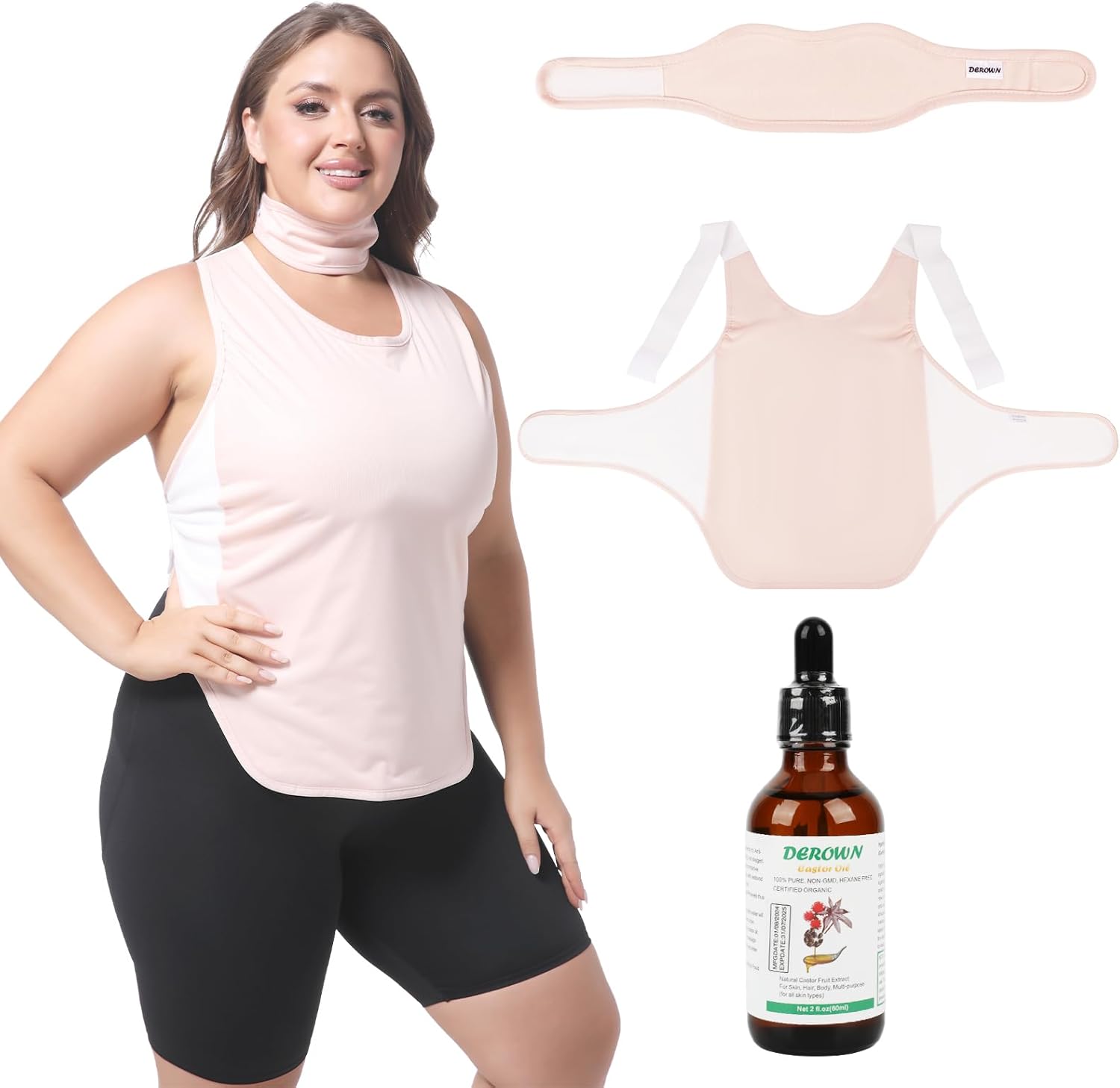 Castor Oil Vest Packs Wrap, 2Oz Organic Castor Oil Cold Pressed Glass Bottle, Soft Organic Cotton Flannel & Waterproof PUL, Reusable