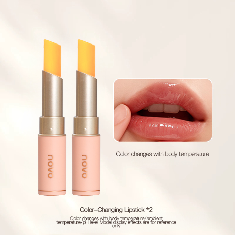 NOVO Color-Changing Lip Balm – 2-Pack – pH Adaptive Lipstick – Changes Color with Body Temperature – Moisturizing Formula with Avocado Resin & Jojoba Oil