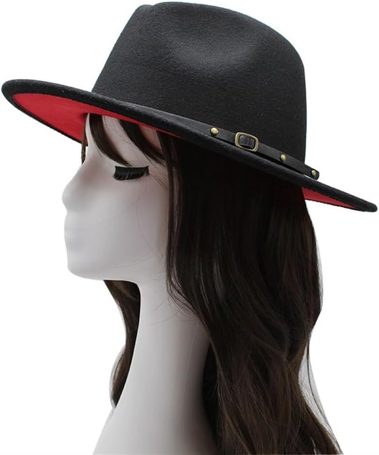 （  black*Orange ）Men's and Women's Two tone Fedora Hat Wide Edge Panama Felt Hat Jazz Hat Party Wedding Top Hat