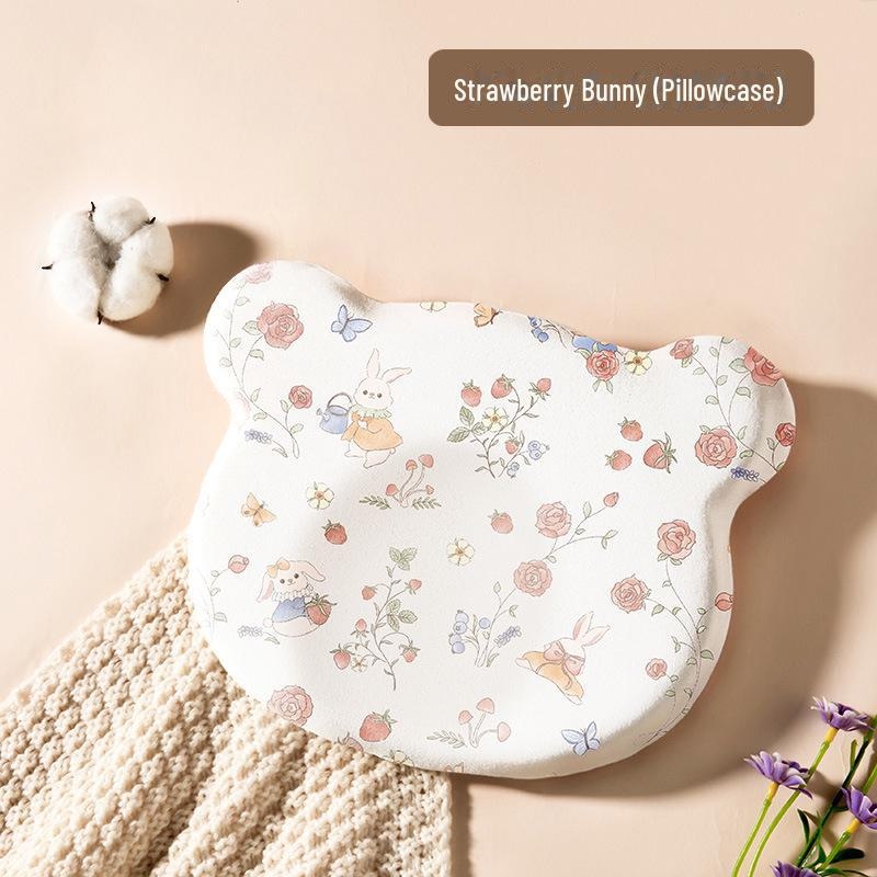 Rabbit Shaped Baby Pillow Silicone Comfort Pillow for Newborn 0-6 Months and 1-3 Years Old Pink and Green