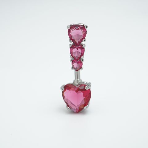 Heart CZ purple Heart Shaped Umbrella Rings with Zirconia,Hypoallergenic Surgical Steel,  ﻿