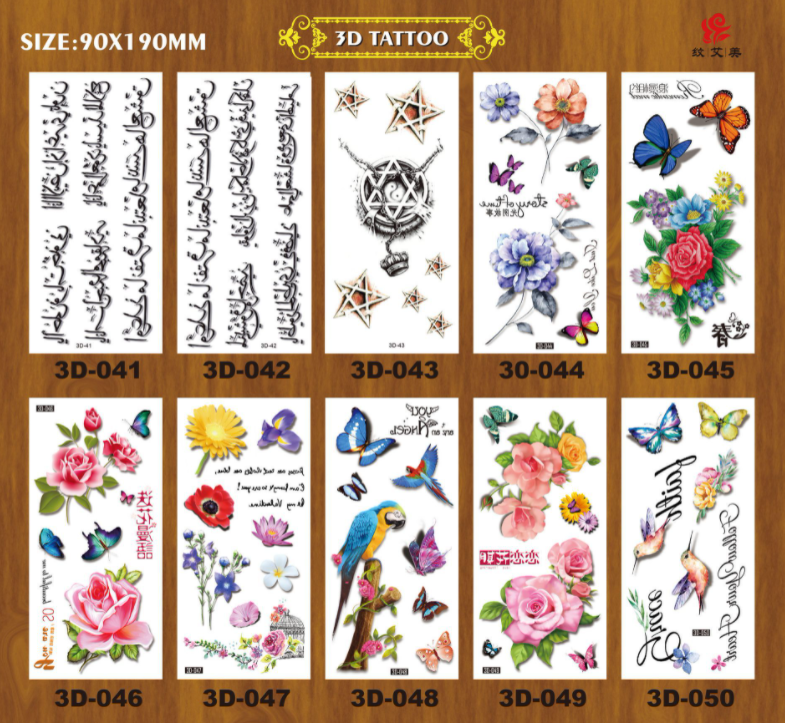 Character 3D Tattoo Sticker – Waterproof Temporary Removable Fake Tattoo – Single Sheet 90 x 190mm – for Arm Leg Body Art