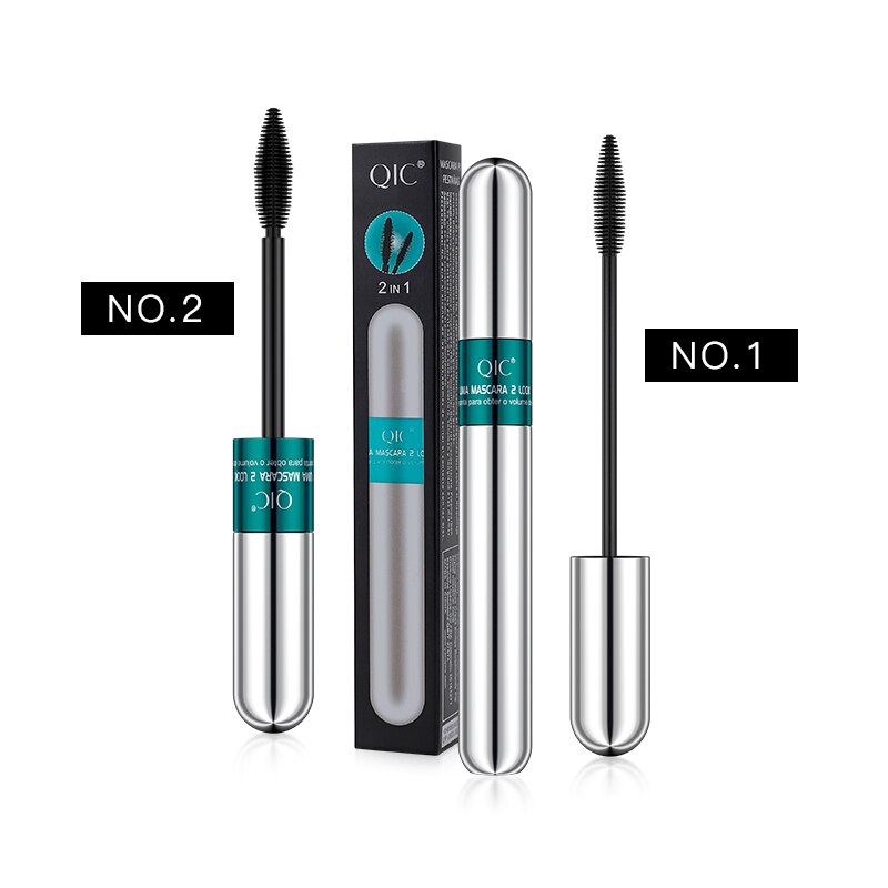 QIC Double Head Waterproof Mascara 4D – 360° Rotating Brush – Thickening & Curling – Long-lasting – 9g