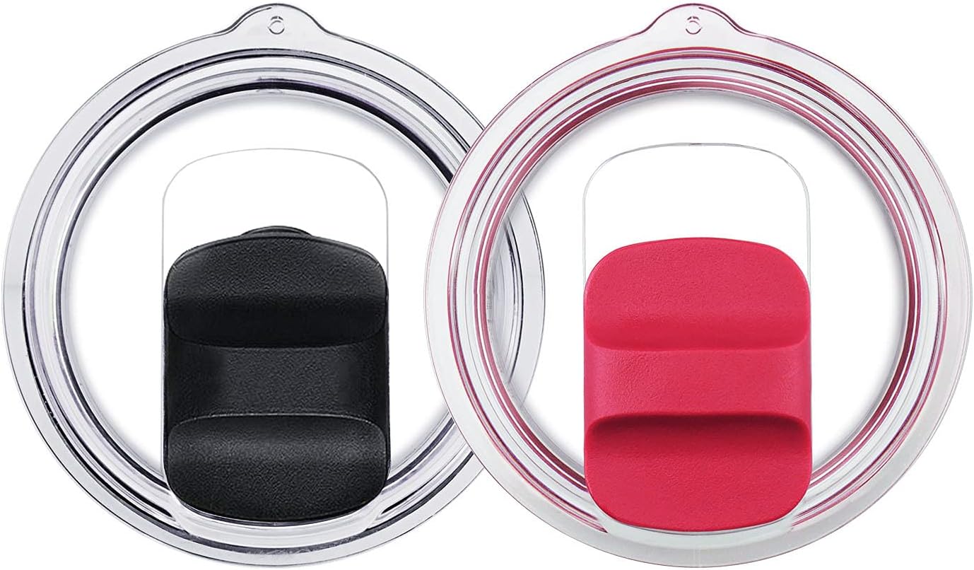 2Pcs Black/Red 10/20oz Magnetic Tumbler Lid – Spill Proof Cover