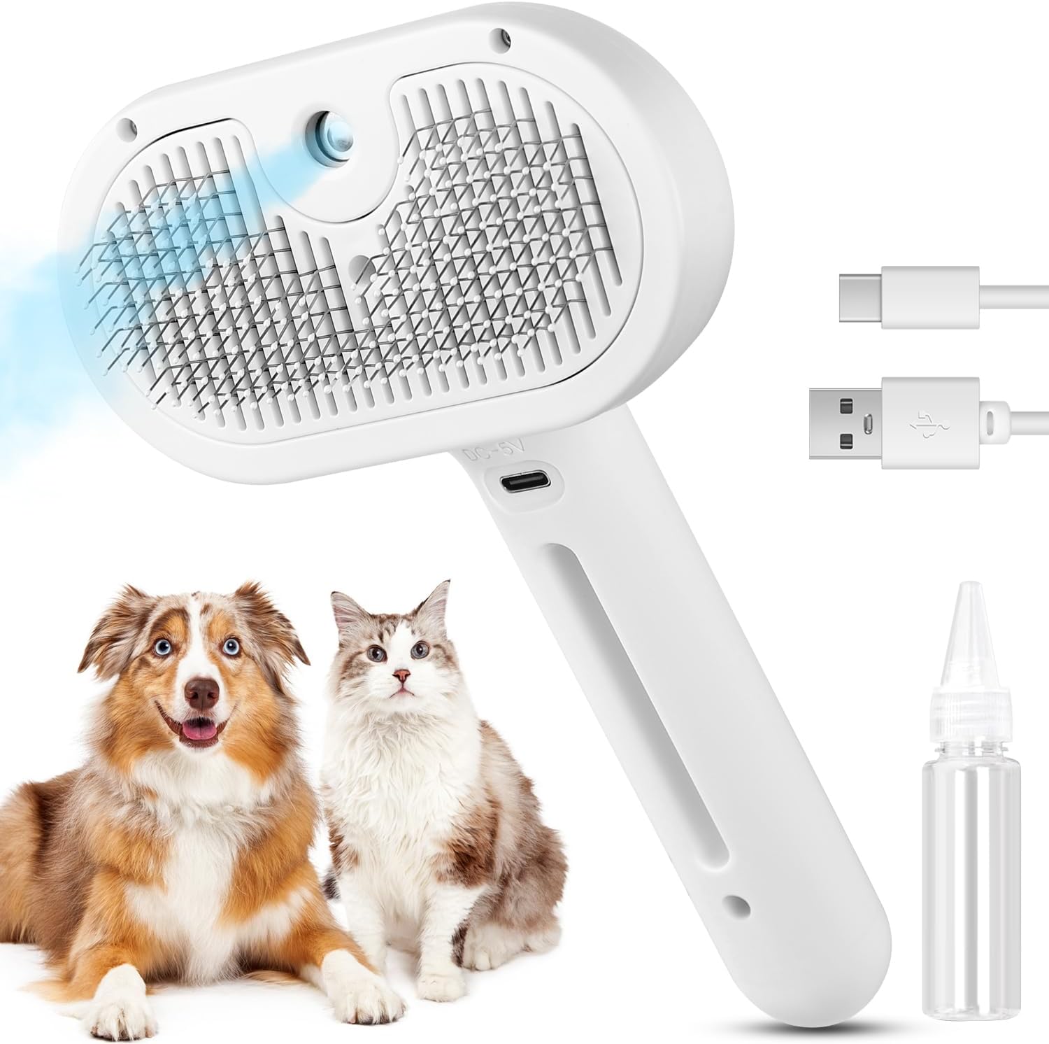 3 in 1 Cat Steam Brush, Pet Steam Brush for Cat Dog Long Short Haired, Pet Spray Hair Removal Comb for Small Animals Shedding & Grooming,