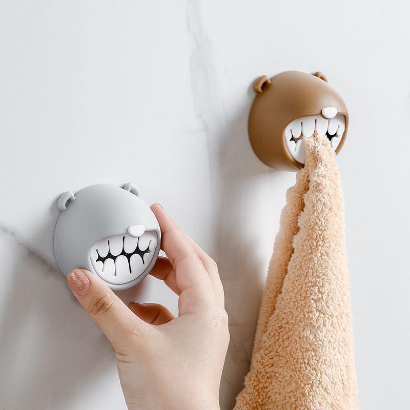 Mouth-Shaped Towel Hook(2 Pcs),Wall Mounted Towel Holder,Cute,High Adhesion Strength,Kitchen Organiser Silicone Installation Hangers