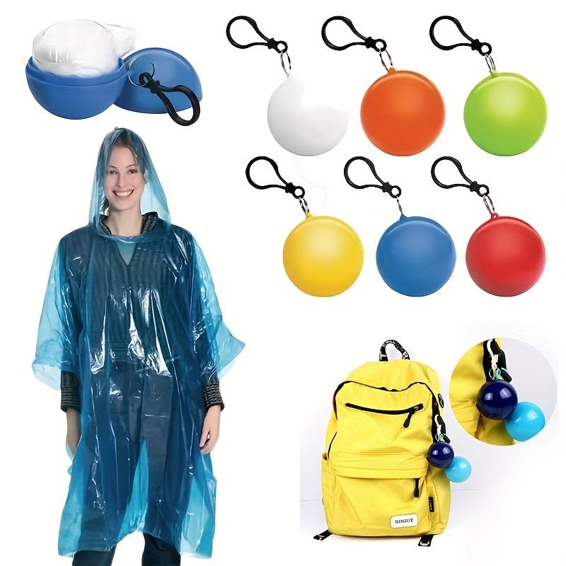 (Random Colours)(2 balls）Ball Shape Disposable Raincoat Adults Hood Poncho Ball Rain Coat Waterproof (MULTICOLOR PACK OF 2 )
