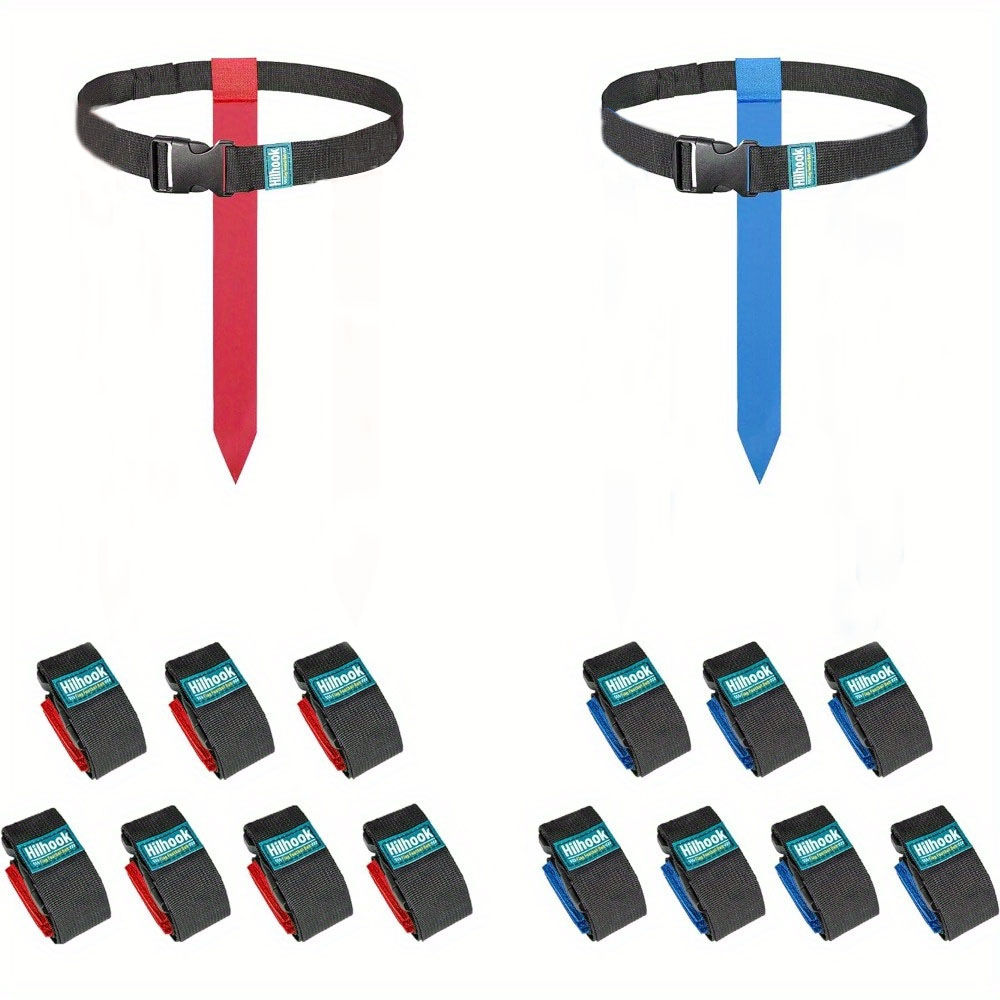 14PCS Flag Football Belts Set – 14 Player Flags (7 Red + 7 Blue) – Youth & Adult Training Equipment – Durable Oxford Fabric with Easy Tear Away Flags