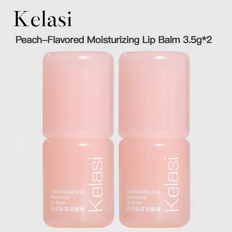 Kelasi Peach-Flavored Moisturizing Lip Balm – 2-Pack – 3.5g Each – Long-Lasting Hydration – Reduces Lip Lines, Lightweight & Non-Greasy