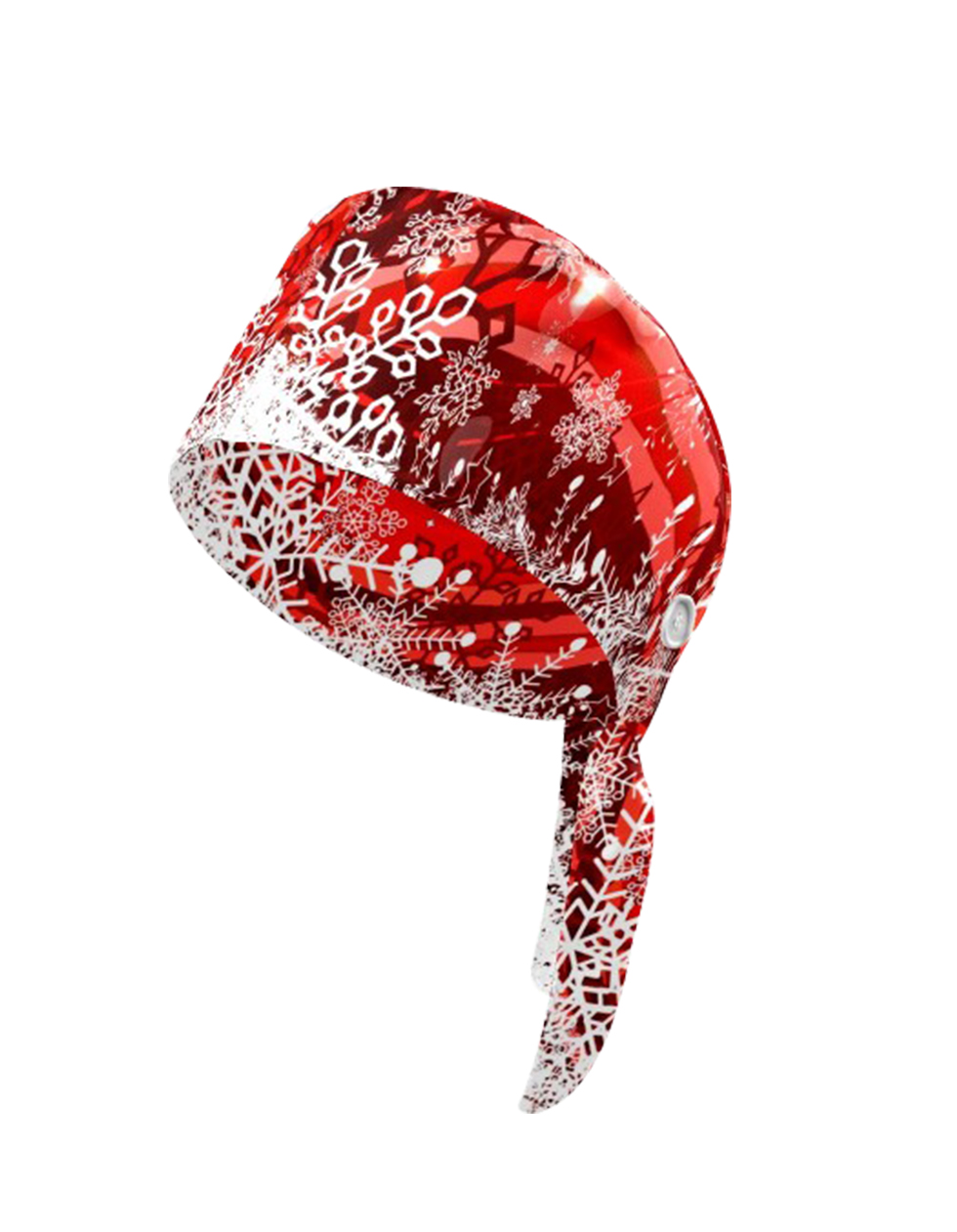 Working Cap Scrub Cap with Sweatband Adjustable Unisex Women Tie Back Hat Nurse Surgical Caps -  Red Snowflakes