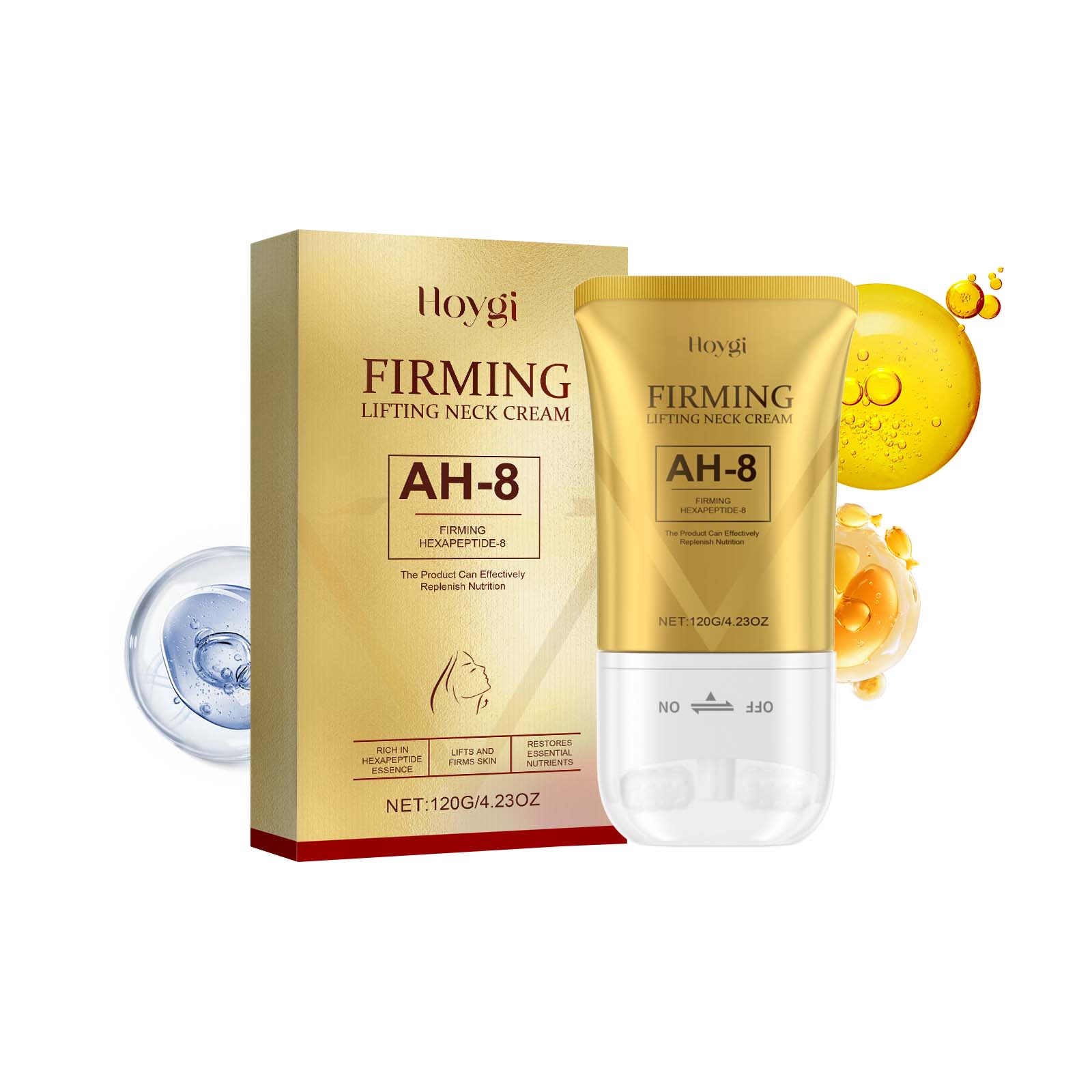 Ah-8 Firming Neck Cream – Anti-Aging Neck Tightening Cream – Contains Hexapeptide & Hyaluronic Acid – Moisturizing & Firming Lotion – 1pc
