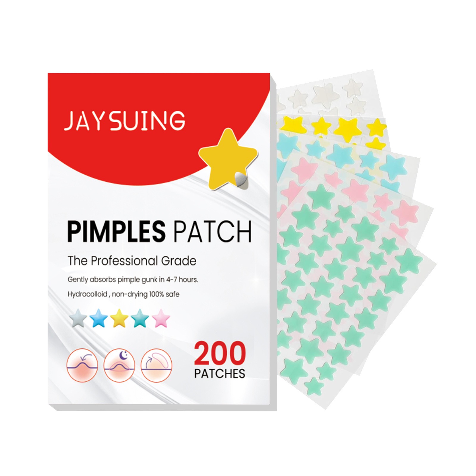 Jaysuing Repair Acne Patch – 200 Patches – Hydrocolloid Pimple Patch – Absorbs Pus & Oil – Ultra-Thin Translucent Matte – Suitable for All Skin Types