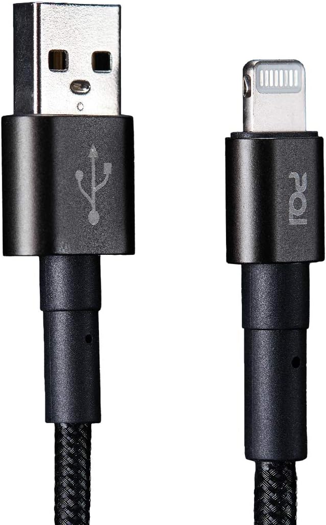 iCable AL180B Black – MFi Certified Lightning Cable – 5.9ft – 2.4A Fast Charging – Nylon Braided for iPhone iPad