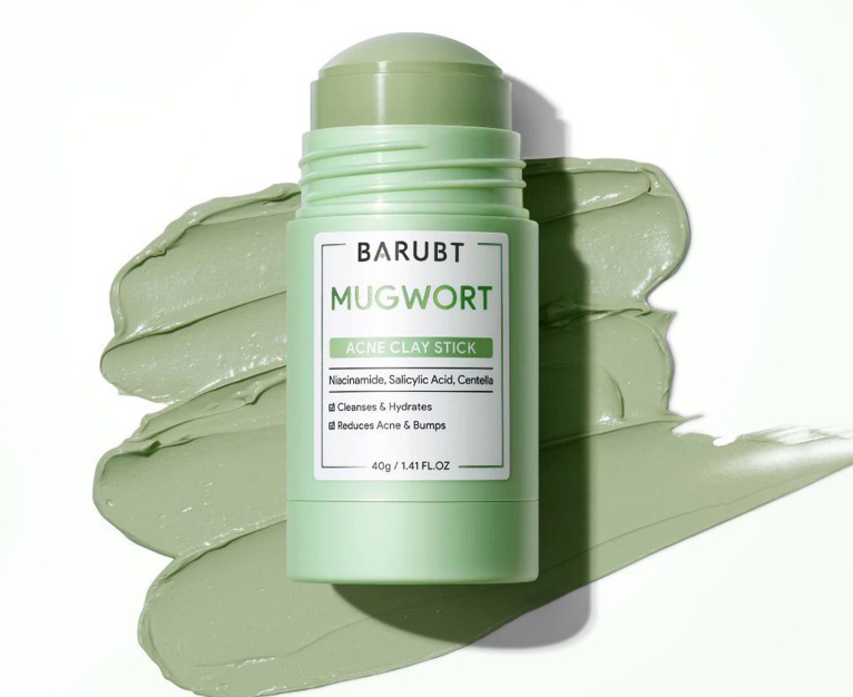 Mugwort Acne Clay Stick 40G, Moisturizing Cleanses & Hydrating Face Mask, Reduce Acne Pimples & Bumps, Minimize Pores Clay Balm Face