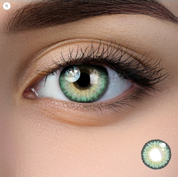 Bellafata Icy Green Colored Contact Lenses – 1 Pair with Lens Case and Tweezers – Natural Fashion Cosmetic Contacts for Girls