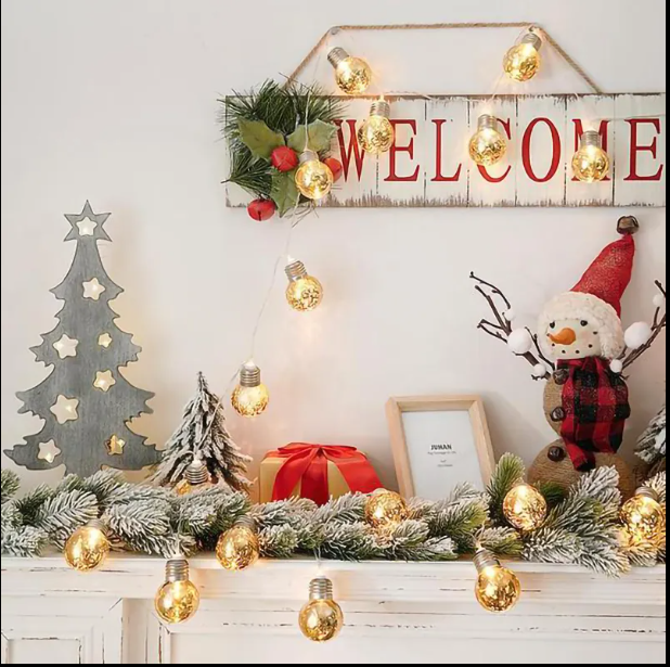 （Letter Snowflake）10LED spherical string light: 2-meter outdoor string light with 10 cute little globes. Each globe has a size of 2 inches